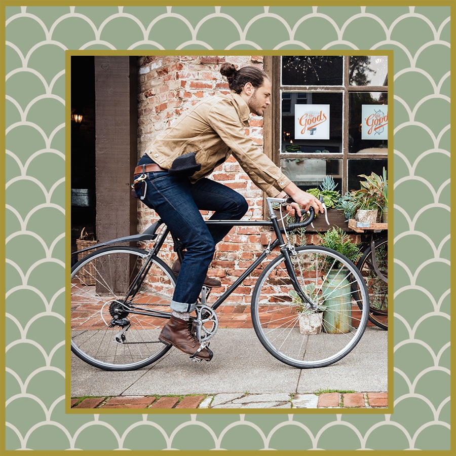 a man on his bicycle